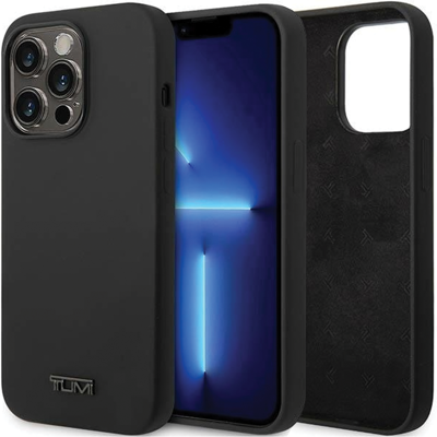 Funda dura de silicona líquida negra Tumi para iPhone 14 Pro - Protección para smartphone Funda dura de silicona líquida negra Tumi para iPhone 14 Pro - Protección para smartphone