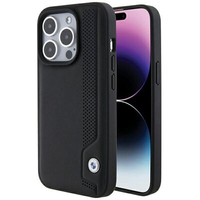 Funda de Cuero BMW para iPhone 15 Pro Max - Puntos Azules Funda de Cuero BMW para iPhone 15 Pro Max - Puntos Azules