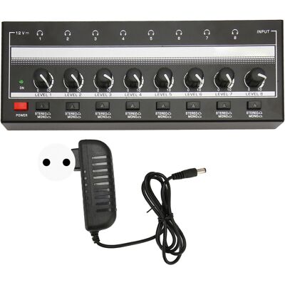 OEM 1 Amplificateur Casque Stéréo, 8 Sorties Indépendantes, Métal Robuste, Faible Bruit, Pour Studio Et Scène OEM 1 Amplificateur Casque Stéréo, 8 Sorties Indépendantes, Métal Robuste, Faible Bruit, Pour Studio Et Scène