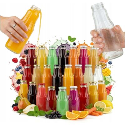 OEM 100 Botellas De Zumo De Fruta De 300 Ml + Tapa, Botellas De Vidrio Para Zumos OEM 100 Botellas De Zumo De Fruta De 300 Ml + Tapa, Botellas De Vidrio Para Zumos