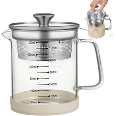 OEM Jarra De Vidrio Con Tapa, Colador De Yogur De Vidrio De 1,2 Litros Con Escala De Medición, Colador Multifuncional Para Leche Vegetal Para Filtrar Zumos, Té, Leche De Soja, Para Uso Doméstico. OEM Jarra De Vidrio Con Tapa, Colador De Yogur De Vidrio De 1,2 Litros Con Escala De Medición, Colador Multifuncional Para Leche Vegetal Para Filtrar Zumos, Té, Leche De Soja, Para Uso Doméstico.