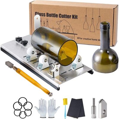 Minkurow Kit De Cortador De Botellas De Vidrio Ajustable, Herramienta De Bricolaje, Juego De Máquina De Corte De Acero Inoxidable Para Vino, Cerveza, Licor, Whisky, Licor, Champán, Soda, Botellas Redo Minkurow Kit De Cortador De Botellas De Vidrio Ajustable, Herramienta De Bricolaje, Juego De Máquina De Corte De Acero Inoxidable Para Vino, Cerveza, Licor, Whisky, Licor, Champán, Soda, Botellas Redo