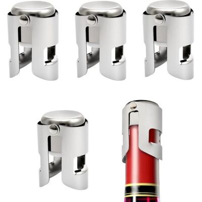 SIOKS Juego De 4 Tapones Reutilizables, Sellados Al Vacío Y A Prueba De Fugas De Acero Inoxidable Para Botellas De Champán, Prosecco, Vino Espumoso Y Cerveza. SIOKS Juego De 4 Tapones Reutilizables, Sellados Al Vacío Y A Prueba De Fugas De Acero Inoxidable Para Botellas De Champán, Prosecco, Vino Espumoso Y Cerveza.