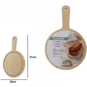 TRADE SHOP TRAESIO Trade Shop - Tagliere Legno Rotondo Affetta Pane Salumi Carne Pizza Con Manico 31x20cm 74196 - TRADE SHOP TRAESIO Trade Shop - Tagliere Legno Rotondo Affetta Pane Salumi Carne Pizza Con Manico 31x20cm 74196 -