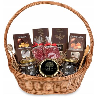 OEM Cesta De Regalo: Chocolate Negro Con Té, Café, Dulces, Miel Y Mermelada. OEM Cesta De Regalo: Chocolate Negro Con Té, Café, Dulces, Miel Y Mermelada.