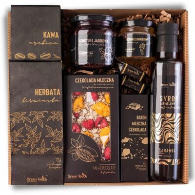 OEM Cesta De Regalo Con Juego De Té, Café, Sirope, Chocolate Y Dulces De Frutas. OEM Cesta De Regalo Con Juego De Té, Café, Sirope, Chocolate Y Dulces De Frutas.