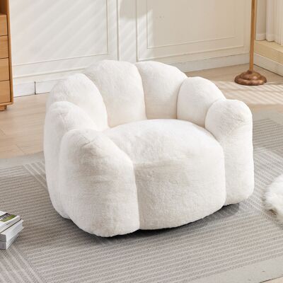 STILVORA Poltrona Pouf 1 Posto In Velluto, Forma A Fiore Di Loto, Comoda E Leggera, Bianco STILVORA Poltrona Pouf 1 Posto In Velluto, Forma A Fiore Di Loto, Comoda E Leggera, Bianco