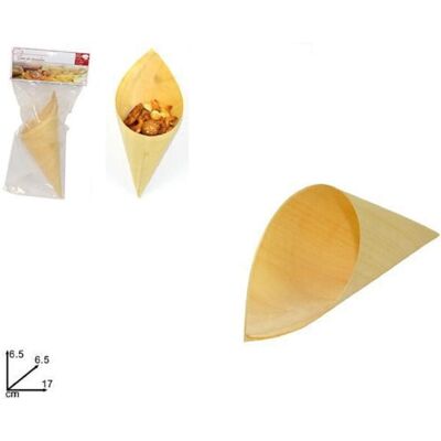 TRADE SHOP TRAESIO Trade Shop - Set 4 Pezzi Cono Coni Bamboo Legno 17cm Buffet Finger Food Ciotola Stuzzichini - TRADE SHOP TRAESIO Trade Shop - Set 4 Pezzi Cono Coni Bamboo Legno 17cm Buffet Finger Food Ciotola Stuzzichini -