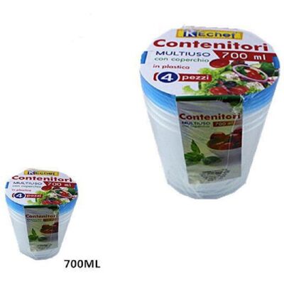 TRADE SHOP TRAESIO Trade Shop - Set 4 Pezzi Contenitori Multiuso Tondo Con Coperchio In Plastica 700 Ml Cucina - TRADE SHOP TRAESIO Trade Shop - Set 4 Pezzi Contenitori Multiuso Tondo Con Coperchio In Plastica 700 Ml Cucina -
