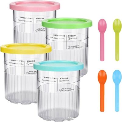 OEM Ice Cream Cup Zree : 4 Pots 24oz Ninja Creami Nc500/nc501 - Couvercles & Cuillères Inclus (lot Remplacement) OEM Ice Cream Cup Zree : 4 Pots 24oz Ninja Creami Nc500/nc501 - Couvercles & Cuillères Inclus (lot Remplacement)