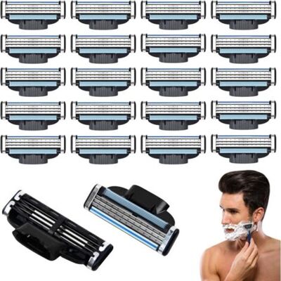 TOIVIZE Cuchillas De Afeitar Mach 3, Paquete De Recambio De 20 Unidades Para Hombre, Compatibles Con Todo Tipo De Barba Y Maquinillas De Afeitar Mach 3. TOIVIZE Cuchillas De Afeitar Mach 3, Paquete De Recambio De 20 Unidades Para Hombre, Compatibles Con Todo Tipo De Barba Y Maquinillas De Afeitar Mach 3.