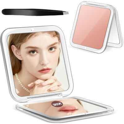 OEM Espejo De Maquillaje Plegable - Espejo Doble Cara 30x - Formato Mini Bolsillo - Con Pinza - Color Rosa Dorado - 1 Unidad OEM Espejo De Maquillaje Plegable - Espejo Doble Cara 30x - Formato Mini Bolsillo - Con Pinza - Color Rosa Dorado - 1 Unidad