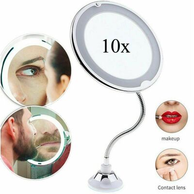 Trade Shop - Specchio Braccio Flessibile Make Up Luce Led Zoom Lente 10x Con Ventos Bagno - Trade Shop - Specchio Braccio Flessibile Make Up Luce Led Zoom Lente 10x Con Ventos Bagno -