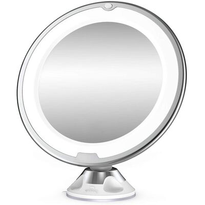 Espejo De Maquillaje Minkurow Con Aumento De 10x Con Luz Natural Real Y Ventosa De Bloqueo - Espejo De Tocador De Viaje Iluminado De 8 " Espejo De Maquillaje Minkurow Con Aumento De 10x Con Luz Natural Real Y Ventosa De Bloqueo - Espejo De Tocador De Viaje Iluminado De 8 "