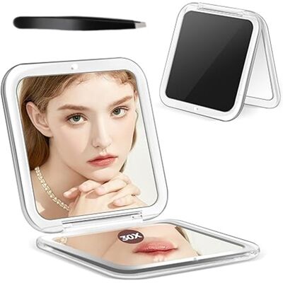 OEM Espejo De Maquillaje Plegable - Doble Cara - Aumento 30x - Formato Bolsillo - Con Pinza - Negro - 1 Unidad OEM Espejo De Maquillaje Plegable - Doble Cara - Aumento 30x - Formato Bolsillo - Con Pinza - Negro - 1 Unidad
