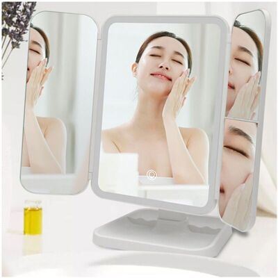 TRADE SHOP TRAESIO Trade Shop - Specchio Make Up Illuminato Con Luci Led Specchi Regolabili Trucco Ricaricabile - TRADE SHOP TRAESIO Trade Shop - Specchio Make Up Illuminato Con Luci Led Specchi Regolabili Trucco Ricaricabile -