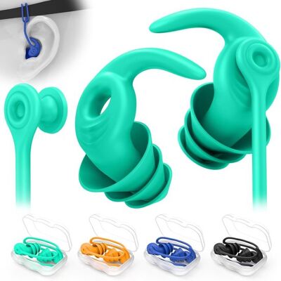 OEM Tapones Para Los Oídos De Silicona Impermeables Para Adultos: 4 Pares De Tapones Reutilizables Con Cordón Desmontable OEM Tapones Para Los Oídos De Silicona Impermeables Para Adultos: 4 Pares De Tapones Reutilizables Con Cordón Desmontable