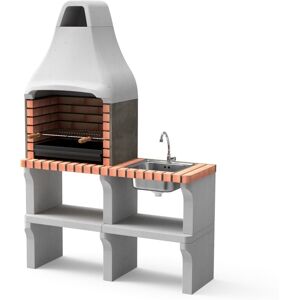 Barbacoa De Obra Prefabricada De Leña Y Carbón Modelo New Iberia Plus Xl Con Soporte Lateral Y Fregadero (gris, Naranja - 128 X 47 X 190 Cm) Ref: M00050 - Cocina De Exterior Para Jardín O Pa - Movelar Barbacoa De Obra Prefabricada De Leña Y Carbón Modelo New Iberia Plus Xl Con Soporte Lateral Y Fregadero (gris, Naranja - 128 X 47 X 190 Cm) Ref: M00050 - Cocina De Exterior Para Jardín O Pa - Movelar