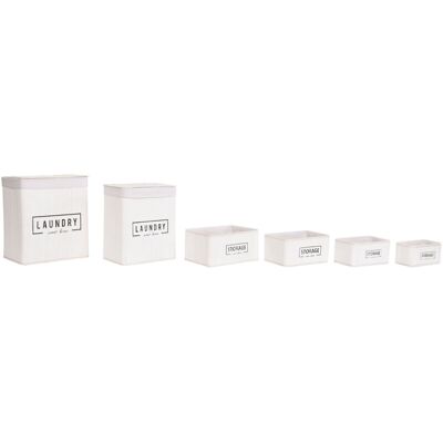 Fijalo - Cesta Ropa Set 6 Bambu Poliester 40x30x46 Blanco Dc202348 Fijalo - Cesta Ropa Set 6 Bambu Poliester 40x30x46 Blanco Dc202348