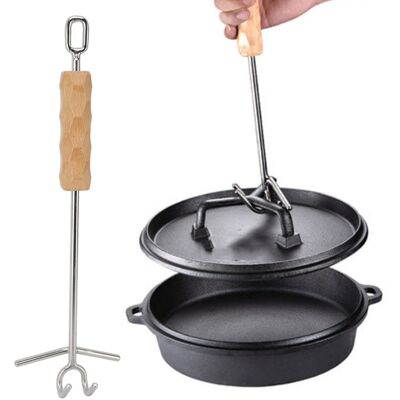 OEM Palanca Para Tapa De Cacerolas Con Doble Gancho, Acero Inoxidable, 36 Cm De Largo, Para Camping Y Barbacoa (1 Unidad) OEM Palanca Para Tapa De Cacerolas Con Doble Gancho, Acero Inoxidable, 36 Cm De Largo, Para Camping Y Barbacoa (1 Unidad)