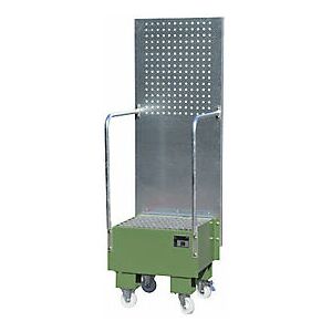 Bauer - Cubeta Colectora Rodante Con Pared De Placas Perforadas 1 Bidón Bauer - Cubeta Colectora Rodante Con Pared De Placas Perforadas 1 Bidón