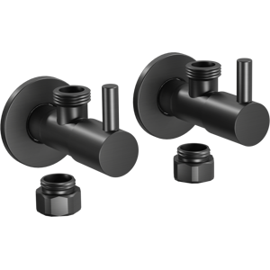 Bernstein - Juego De 2 Grifos De Esquina De Pared De Diseño En Latón Negro, Conexión Rígida 3/8', Fácil De Instalar, Con Roseta 7009, Conexiones Din Bernstein - Juego De 2 Grifos De Esquina De Pared De Diseño En Latón Negro, Conexión Rígida 3/8', Fácil De Instalar, Con Roseta 7009, Conexiones Din