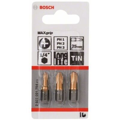 Bosch 2607001754 Set De 3 Puntas De Atornillar Max Grip (ph) Ph1 Bosch 2607001754 Set De 3 Puntas De Atornillar Max Grip (ph) Ph1