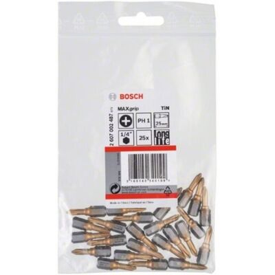 Bosch 25x Punta De Destornillador Max Grip, Ph 1, 25 Mm - 2607002487 Bosch 25x Punta De Destornillador Max Grip, Ph 1, 25 Mm - 2607002487