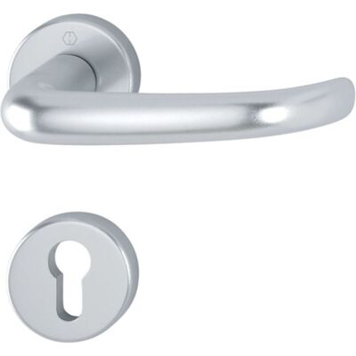 Juego de manijas y rosetas San Francisco de aluminio - Herrajes para puertas interiores Juego de manijas y rosetas San Francisco de aluminio - Herrajes para puertas interiores