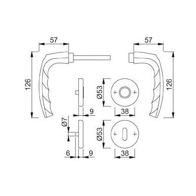 Conjunto de manillas de aluminio con roseta Hoppe Atlanta - Puerta interior Conjunto de manillas de aluminio con roseta Hoppe Atlanta - Puerta interior