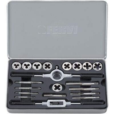 Juego De 20 Pz Machos Y Cojinetes De Acero M3-m12 Y 1/8' Fervi M020 Juego De 20 Pz Machos Y Cojinetes De Acero M3-m12 Y 1/8' Fervi M020