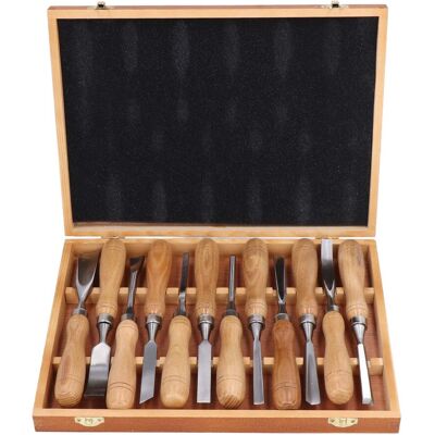 Herramientas De Tallado De Madera, Juego De Cincel De Grabado Con Mango De Madera, Hoja Crv, 12 Uds., Para Manualidades Diy - Eosnow Herramientas De Tallado De Madera, Juego De Cincel De Grabado Con Mango De Madera, Hoja Crv, 12 Uds., Para Manualidades Diy - Eosnow