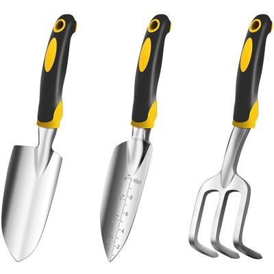 OEM Juego De Herramientas De Jardinería De Aluminio Resistente De 3 Piezas Que Incluye Una Paleta De Trasplante Y Un Rastrillo De Mano, Con Mango Ergonómico Antideslizante De Goma. OEM Juego De Herramientas De Jardinería De Aluminio Resistente De 3 Piezas Que Incluye Una Paleta De Trasplante Y Un Rastrillo De Mano, Con Mango Ergonómico Antideslizante De Goma.