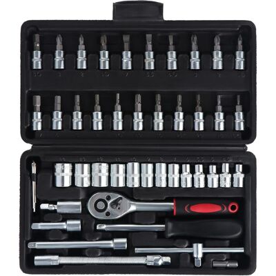 OEM Juego De Llaves De Vaso De 46 Piezas, Juego De Llaves De Carraca, Juego De Llaves De Vaso Métricas, Herramienta De Reparación De Automóviles Con Cabeza De Destornillador De 1/4" (negro) OEM Juego De Llaves De Vaso De 46 Piezas, Juego De Llaves De Carraca, Juego De Llaves De Vaso Métricas, Herramienta De Reparación De Automóviles Con Cabeza De Destornillador De 1/4" (negro)