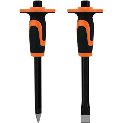 Juego De 2 Cinceles Para Albañil, Cinceles Duraderos Con Protectores Para Hormigón, Ladrillo Y Piedra: Incluye Cinceles Para Ladrillos Y Cincel Plano Para Albañil - Csparkv Juego De 2 Cinceles Para Albañil, Cinceles Duraderos Con Protectores Para Hormigón, Ladrillo Y Piedra: Incluye Cinceles Para Ladrillos Y Cincel Plano Para Albañil - Csparkv