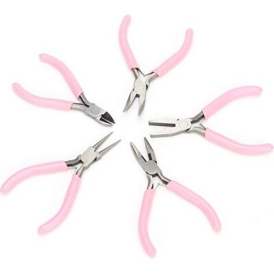 ENLENK Juego De 5 Alicates Para Joyería, Conjunto De Alicates Metálicos Rosados Para La Fabricación De Joyas, Herramientas Artesanales ENLENK Juego De 5 Alicates Para Joyería, Conjunto De Alicates Metálicos Rosados Para La Fabricación De Joyas, Herramientas Artesanales