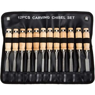 TONCHEAN Juego Profesional De Cinceles Para Madera: 12 Herramientas Afiladas Para Trabajar La Madera Con Estuche. Kit Ideal Para Tallar Y Trabajar La Madera. TONCHEAN Juego Profesional De Cinceles Para Madera: 12 Herramientas Afiladas Para Trabajar La Madera Con Estuche. Kit Ideal Para Tallar Y Trabajar La Madera.