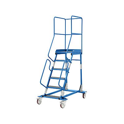 Escalera de plataforma eurokraft pro - 6 peldaños, azul RAL 5012 Escalera de plataforma eurokraft pro - 6 peldaños, azul RAL 5012