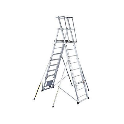 Zarges - Escalera Telescópica De Plataforma De Aluminio 12 Peldaños Zarges - Escalera Telescópica De Plataforma De Aluminio 12 Peldaños