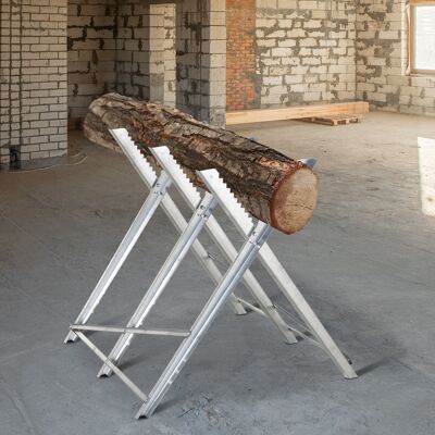 TORMATOR Caballete Para Sierra Plegable Caballete Motosierra Con Estructura Triangular De Metal Carga 100 Kg 83x83x79 Cm Plata TORMATOR Caballete Para Sierra Plegable Caballete Motosierra Con Estructura Triangular De Metal Carga 100 Kg 83x83x79 Cm Plata