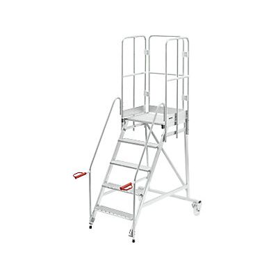 Eurokraftpro - Escalera Rodante Con Tarima Galvanizada Al Horno 5 Peldaños Eurokraftpro - Escalera Rodante Con Tarima Galvanizada Al Horno 5 Peldaños