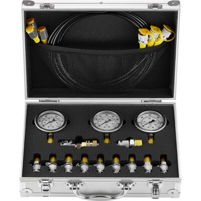 Mophorn - Kit De Prueba De Presión Hidráulica, 250/400/600 Bar, 3 Manómetros, 11 Acoplamientos, 3 Mangueras, Equipo De Prueba Para Excavadoras Con Estuche Portátil Para Maquinaria De Construcción Mophorn - Kit De Prueba De Presión Hidráulica, 250/400/600 Bar, 3 Manómetros, 11 Acoplamientos, 3 Mangueras, Equipo De Prueba Para Excavadoras Con Estuche Portátil Para Maquinaria De Construcción