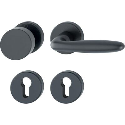 Juego de Manijas de Puerta Interior Negra Mate Hoppe - Serie Verona, 37-47mm Juego de Manijas de Puerta Interior Negra Mate Hoppe - Serie Verona, 37-47mm