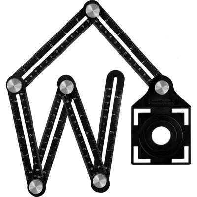 OEM Regla De Medición Multiángulo Con Orificio De Posicionamiento, Regla Plegable De 6 Lados Fabricada En Aleación De Aluminio, Herramienta De Medición Con Plantilla, Color Negro - Crezuo OEM Regla De Medición Multiángulo Con Orificio De Posicionamiento, Regla Plegable De 6 Lados Fabricada En Aleación De Aluminio, Herramienta De Medición Con Plantilla, Color Negro - Crezuo