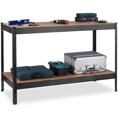 HELLOSHOP26 Banco De Trabajo Taller Garaje 120 X 60 X 90 Cm Ajustable 2 Niveles Almacenamiento Práctico En Acero Gris 130013456 HELLOSHOP26 Banco De Trabajo Taller Garaje 120 X 60 X 90 Cm Ajustable 2 Niveles Almacenamiento Práctico En Acero Gris 130013456