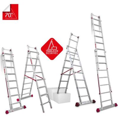 Escalera Multiuso De 2 Tramos Con Peldaños Cómodos Peldaños 9-10 En1410 Faraone Escalera Multiuso De 2 Tramos Con Peldaños Cómodos Peldaños 9-10 En1410 Faraone