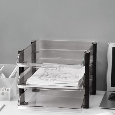 OEM Schwarzer, Dreistöckiger Dokumentenordner Aus Acryl, 280 X 372 X 247 Mm, Elegant, Stabil, Übersichtliche Aufbewahrung OEM Schwarzer, Dreistöckiger Dokumentenordner Aus Acryl, 280 X 372 X 247 Mm, Elegant, Stabil, Übersichtliche Aufbewahrung