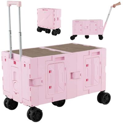 HELLOSHOP26 Carro De Servicio Plegable 85 X 50 X 56 Cm Con Almacenamiento Flexible Y Asa Telescópica En Metal Rosa 200011395 HELLOSHOP26 Carro De Servicio Plegable 85 X 50 X 56 Cm Con Almacenamiento Flexible Y Asa Telescópica En Metal Rosa 200011395
