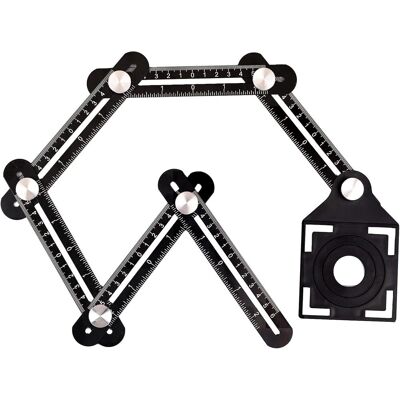 ZOLGINAH Regla De Plantilla De Seis Lados De Aleación De Aluminio, Regla De Medición Multiángulo Con Punzón, Guía De Perforación De Azulejos De Cerámica Para Bricolaje ZOLGINAH Regla De Plantilla De Seis Lados De Aleación De Aluminio, Regla De Medición Multiángulo Con Punzón, Guía De Perforación De Azulejos De Cerámica Para Bricolaje