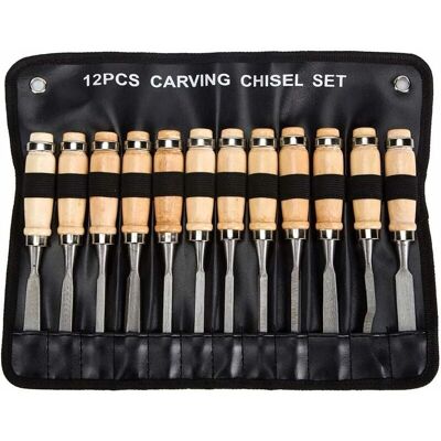 KZQ Ahlsen Juego De Cinceles Profesionales Para Madera, Juego De 12 Herramientas Afiladas Para Trabajar La Madera Con Estuche De Transporte, Juego De Cuchillos Para Tallar Carpintero, Ideal Para Principia KZQ Ahlsen Juego De Cinceles Profesionales Para Madera, Juego De 12 Herramientas Afiladas Para Trabajar La Madera Con Estuche De Transporte, Juego De Cuchillos Para Tallar Carpintero, Ideal Para Principia